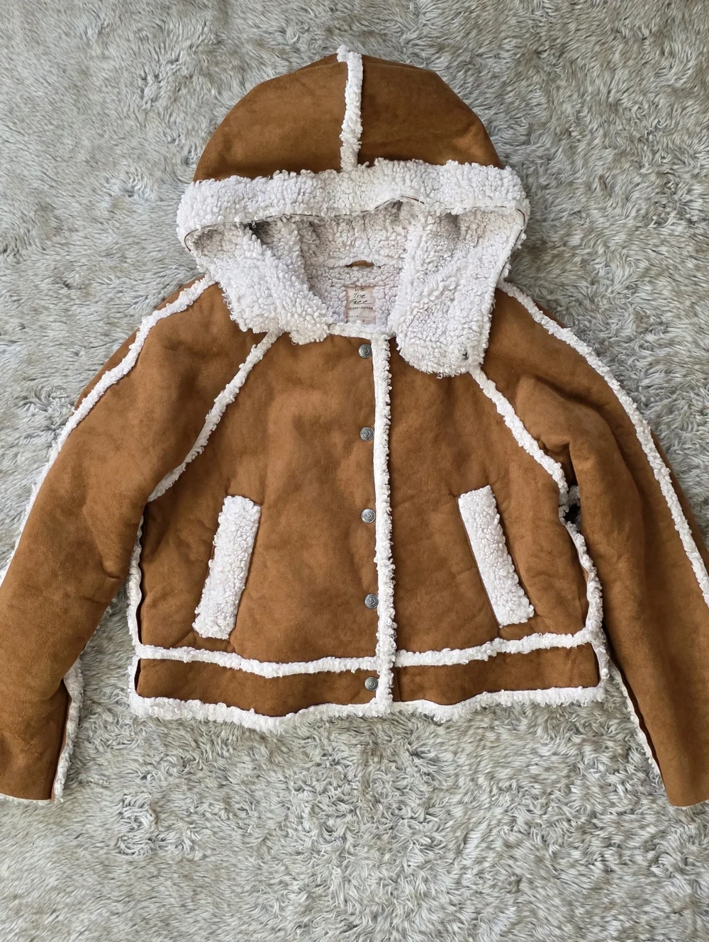 Free People We‎ The Free Vegan Exchange Shearling Jacket Tan Women's